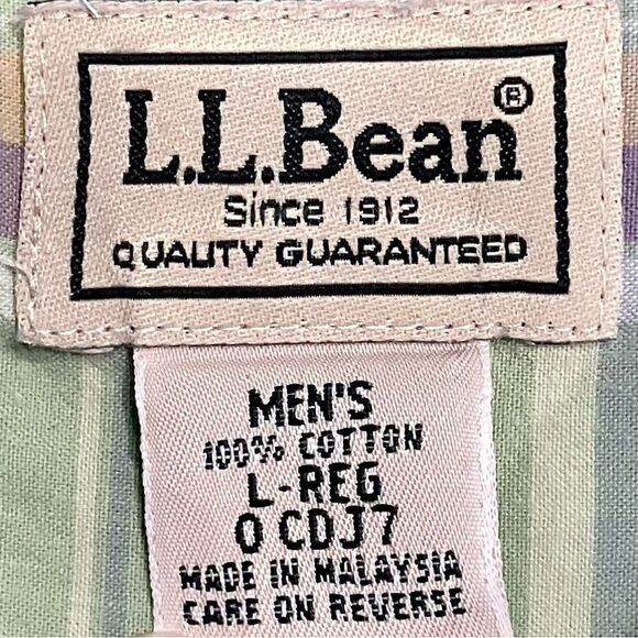 LL Bean Pastel Plaid Short Sleeve Button Down in Green/Blue/Purple/Peach Men’s L - Picture 7 of 8